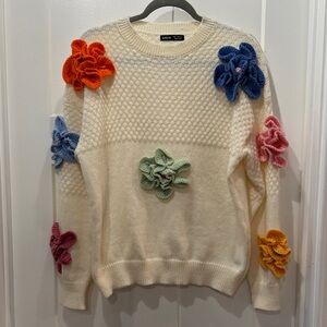 SHEIN Colorful Floral Embellished Sweater Size Medium